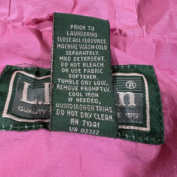 LL Bean Pink Full Zip Nylon Long Sleeve Windbreaker Jacket Kids/Girls Size 8 - Picture 8 of 11